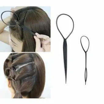 Popular 2 Pcs Ponytail Creator Plastic Loop Styling Tools Black
