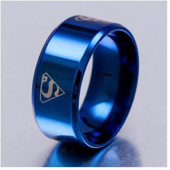 Black, Silver and Golden Superman Logo Stainless Titanium Ring For Men And Boys