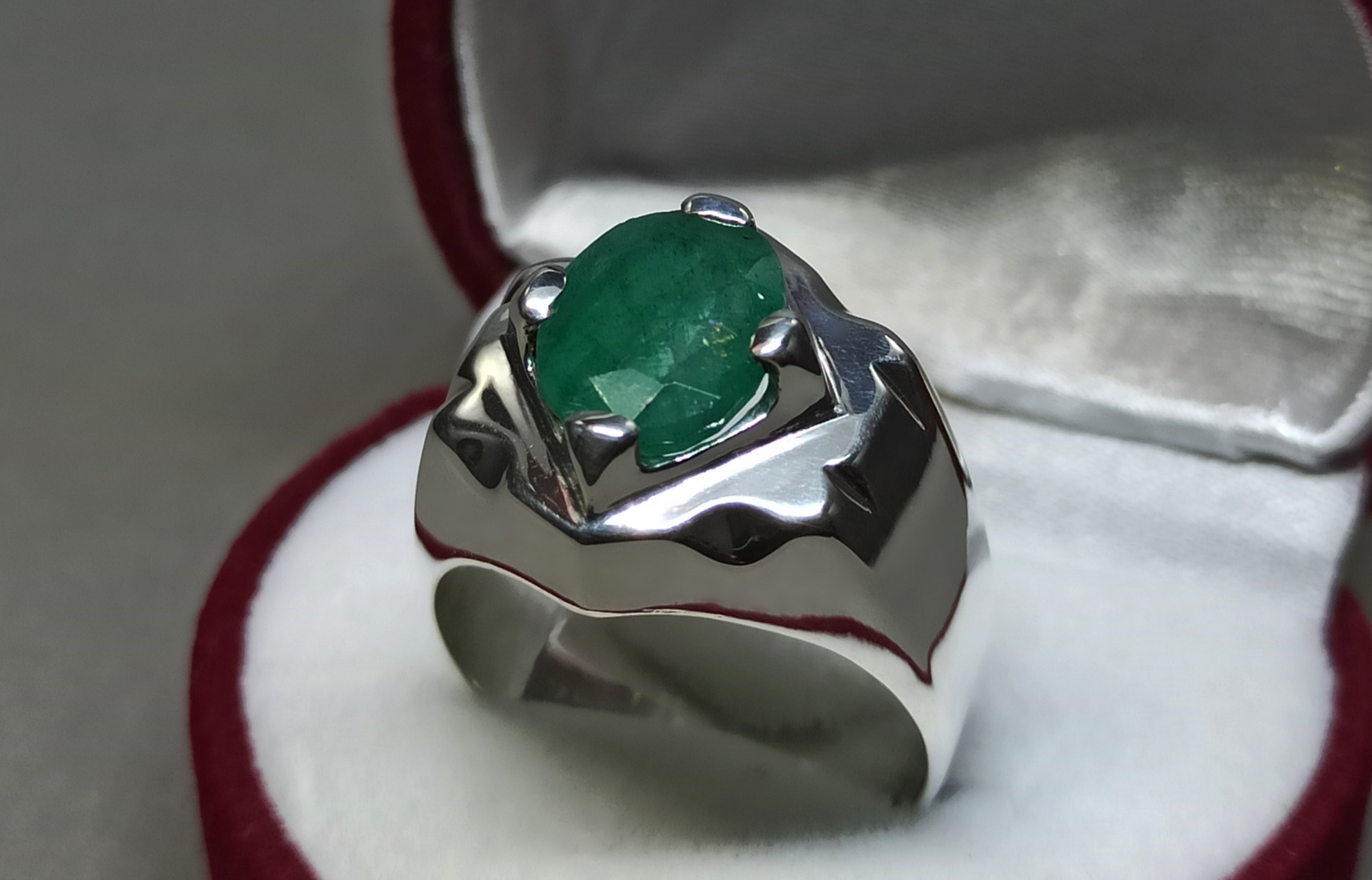 Rich Men Rings Natural Rich Green Emerald Mens Ring Sterling Silver 925 Zamurd Ring ...