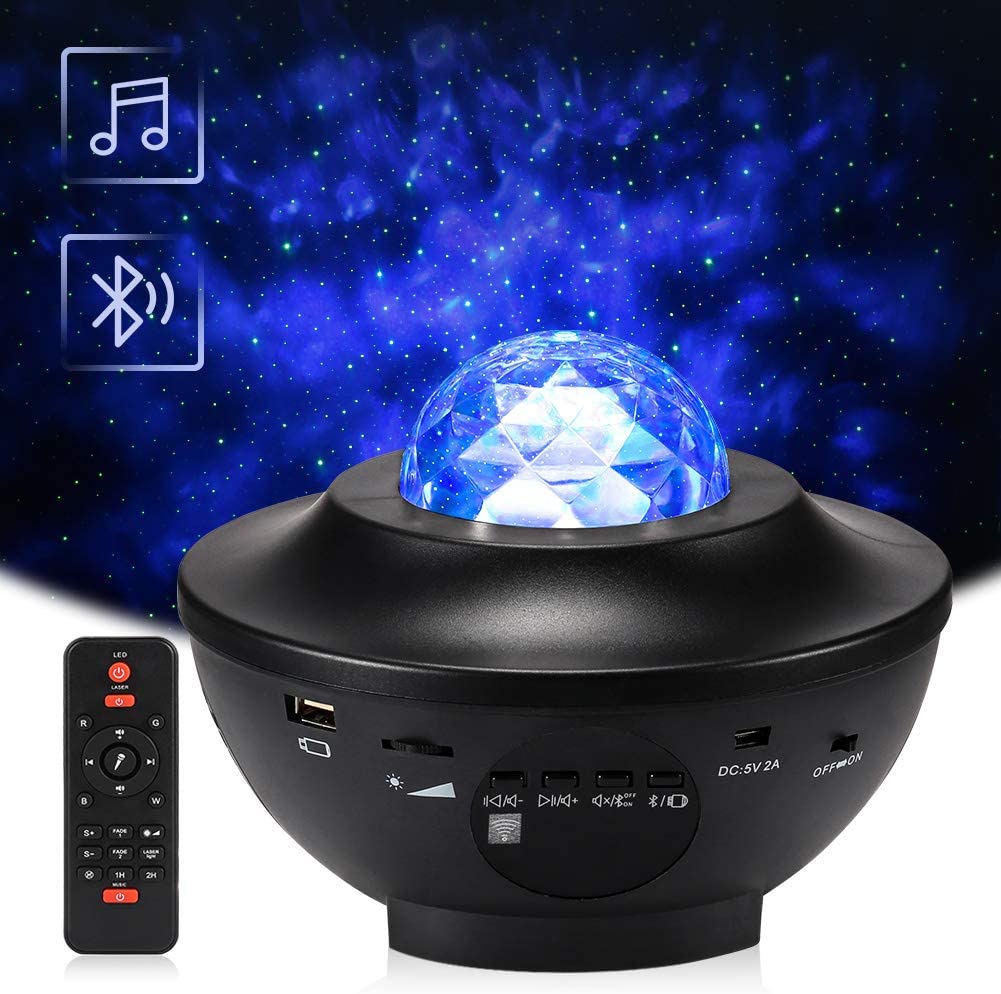 rotating night light projector with music