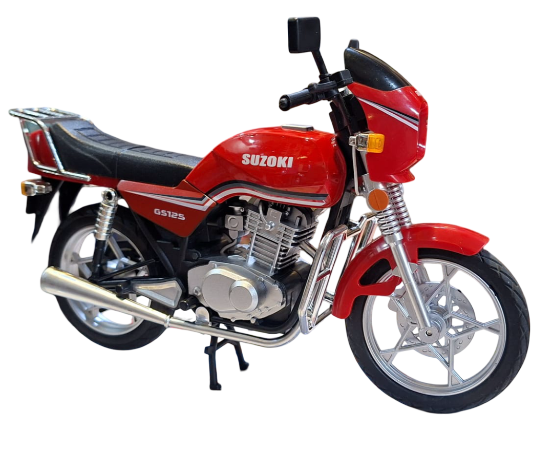 Suzuki GS 125 Alloy Retro Motorcycle Model Diecast Toy With Light and Sound 1:18 Scale For Boys & Collectors