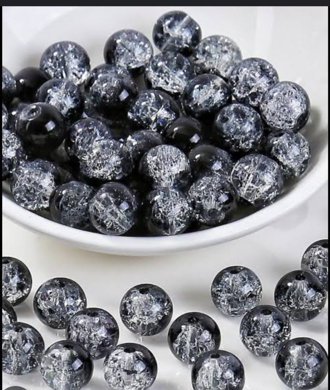 50/100PCS 8mm Crack Glass Beads for Jewelry Making – Cracked Round Loose Beads, 100+ Beads Per Strand, DIY Bracelet, Necklace & Earring Craft