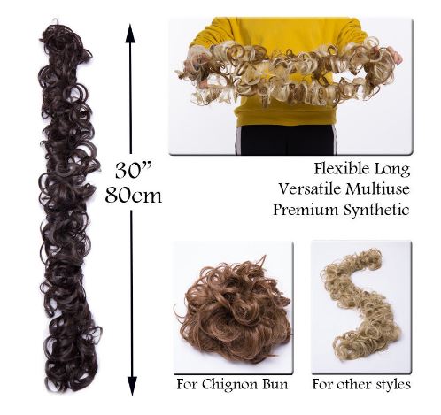 Hair Bun Curly Chignon Hair Extension Headband Hair Style Donut Roller Headband  Elastic Frill Hair Extension - Brown