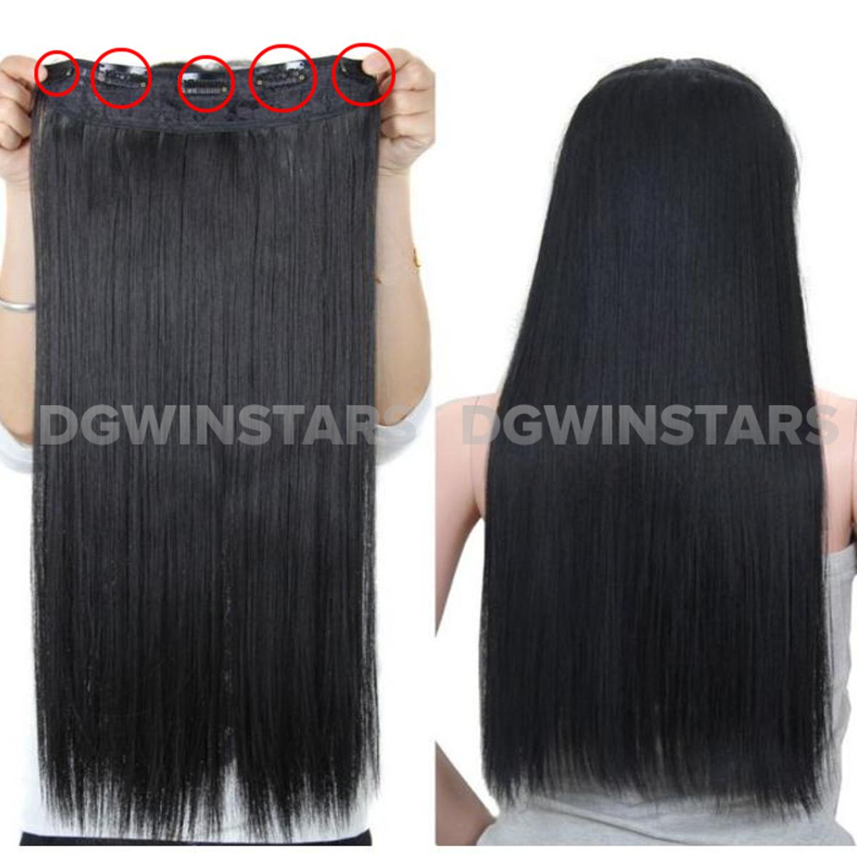 Natural Brown 30 Inch Artifical Hair Extension Wig Fashion Long Straight Full Hair - 5 Clips - Strong Hold - Perfect Match Natural Brown Color Add Length and Volume in Seconds Provides Secure and Comfortable Attachment for All Day Wear Quality A + Grade