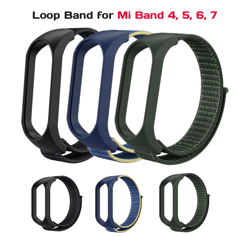 For Xiaomi Mi Band  Mi band 4 , 5 , band 6 , band 7 -Nylon Loop Strap Band  [NOT FIT TO ANY OTHER BAND or Copy Band]