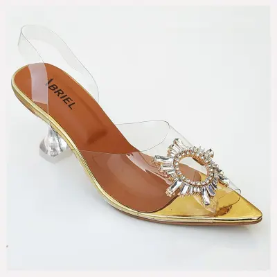 Gold shop transparent heels