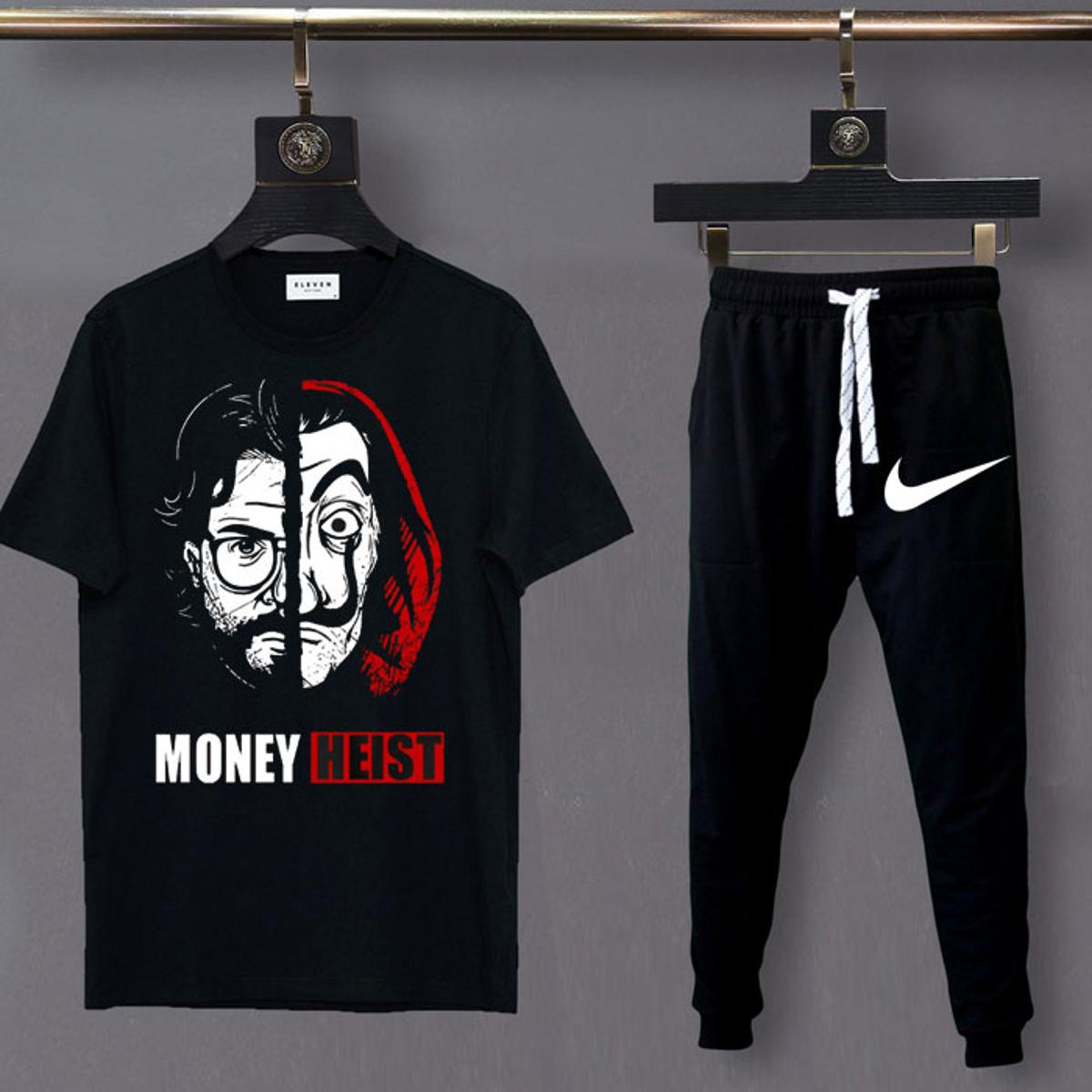 Money heist printed summer track suit for men black