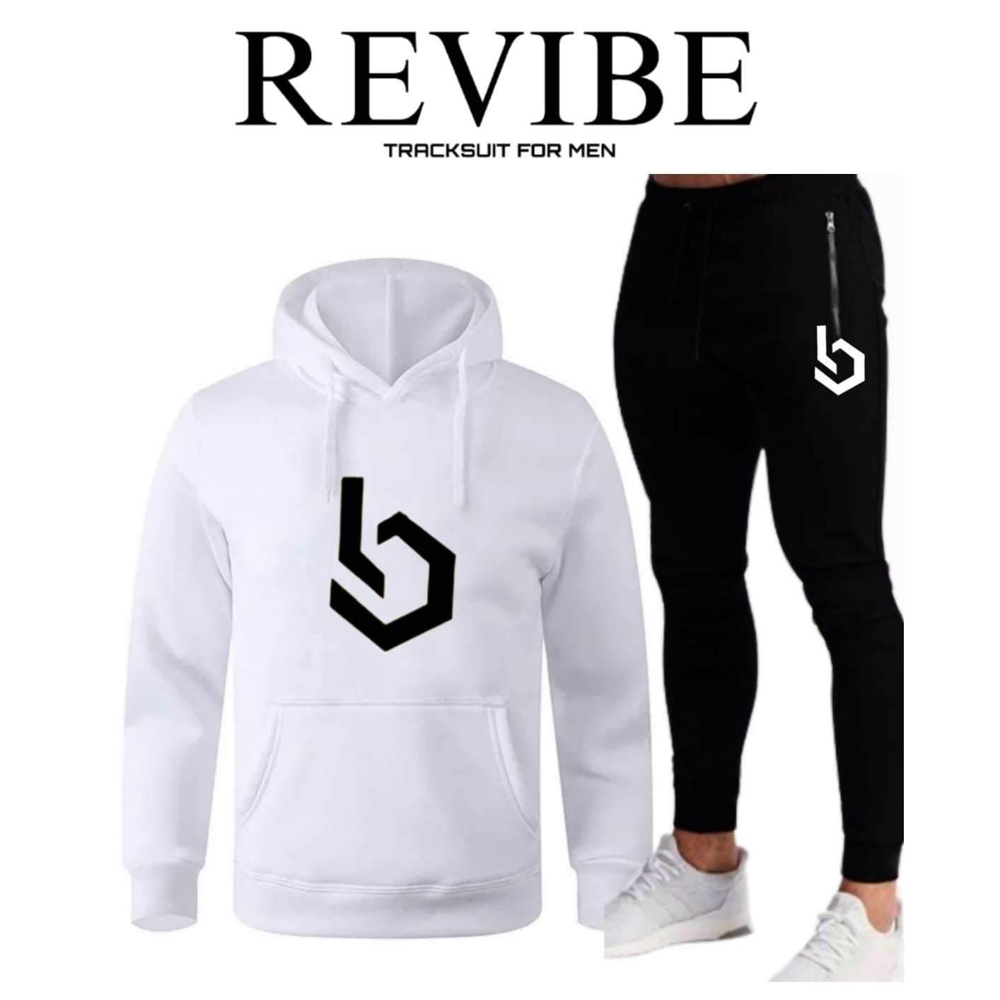 REVIBE - White Trendy Printed Tracksuit For Men - Hoodies For Men