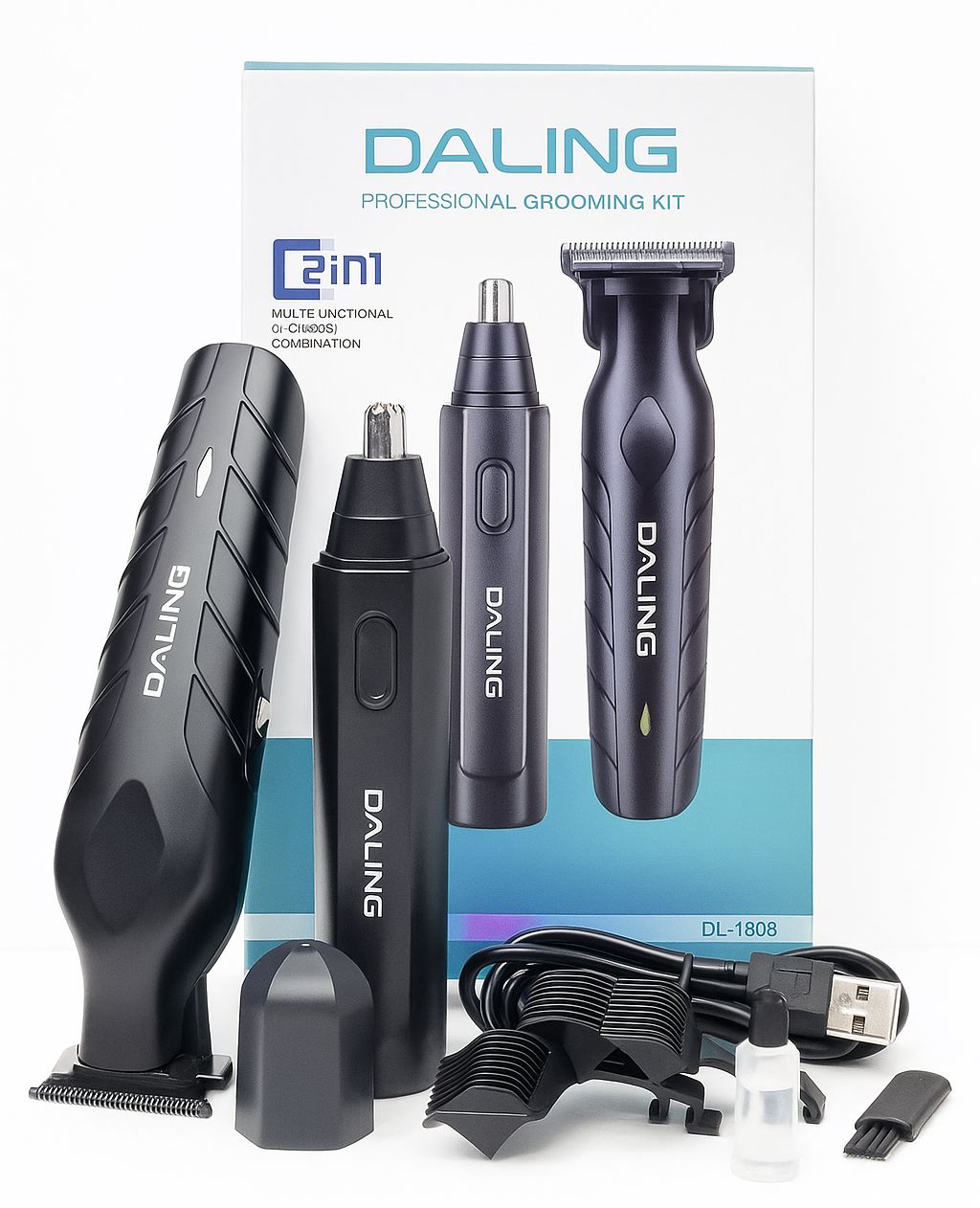 DALING DL-1808 2 In 1 Shaving Machine, Grooming Kit for Men Lot Imported Rechargeable Zero Size Shaver Electric Hair Trimmer and Best 2 in 1 Hair Removal Machine with Type C Charging Port