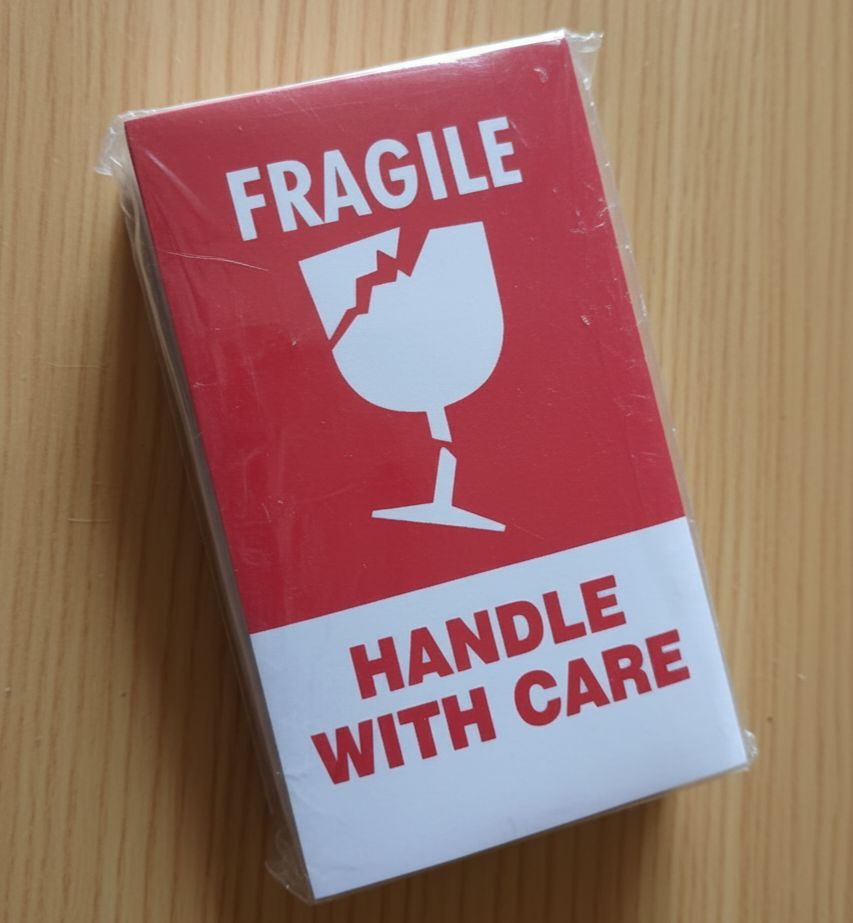 Fragile label Stickers | 100 Stickers | Handle with care | Small and Big size available | Solid Packages