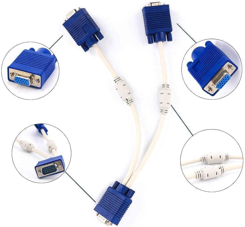 VGA Y Cable (1 Male VGA to 2 Female VGA Ports) - VGA Splitter Cable