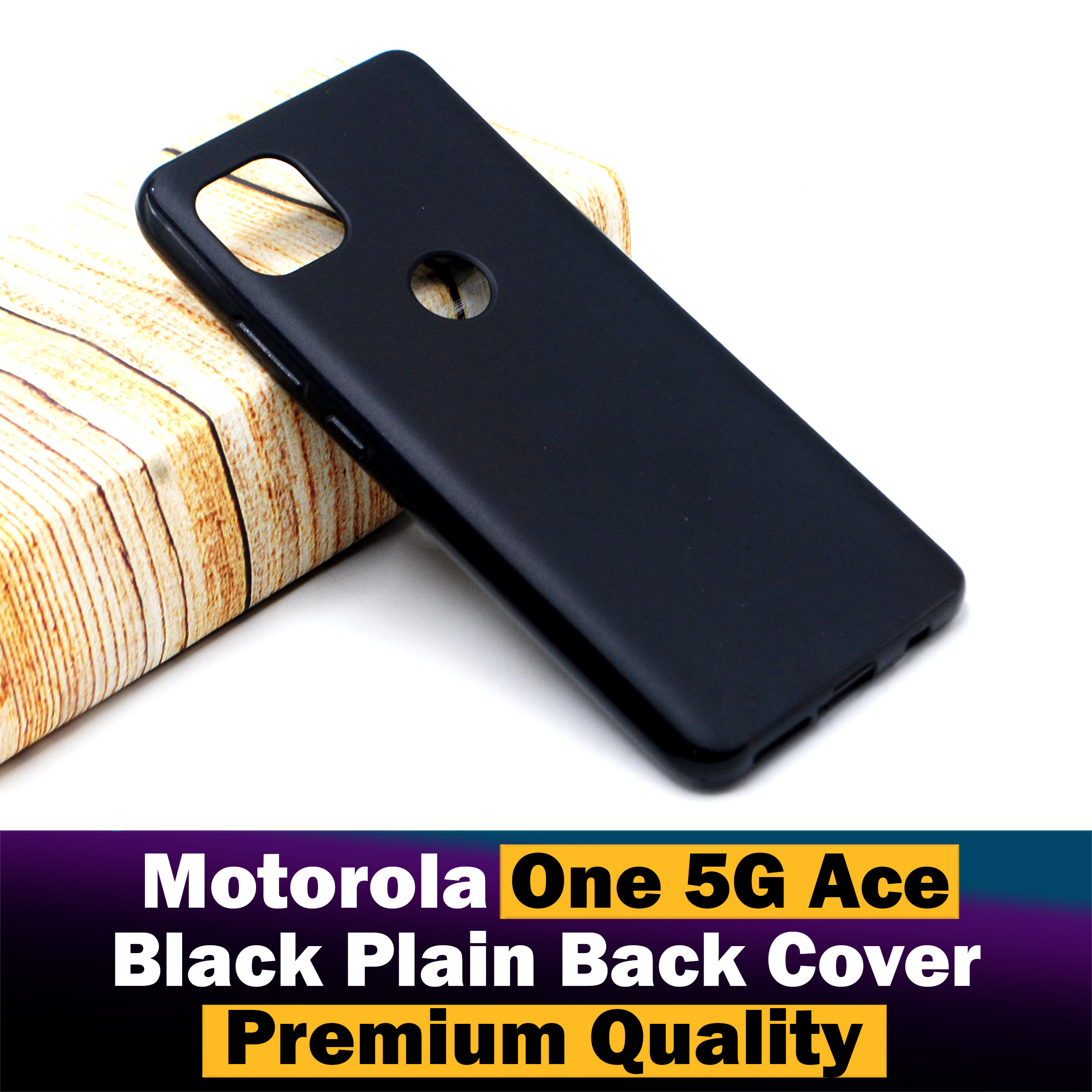Motorola One 5G Ace Back Cover Soft Plain Black Case For Motorola