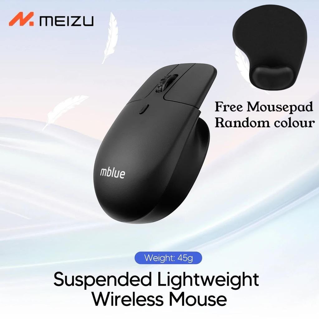 MEIZU Mblue M203 2.4G Wireless Lightweight Mouse Ergonomic 1600DPI 4 Mute Buttons Mouse for Computer PC Laptop & Oher DevicesBlack