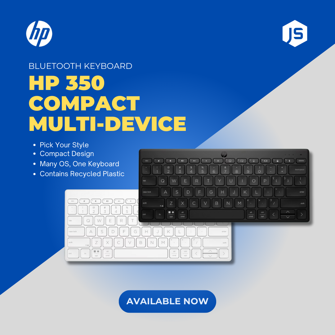 HP 350 Compact Multi-Device Bluetooth Keyboard Wireless 5.2 Connect 3 Devices 24 Month Battery 12 Hot Keys Swift Pair