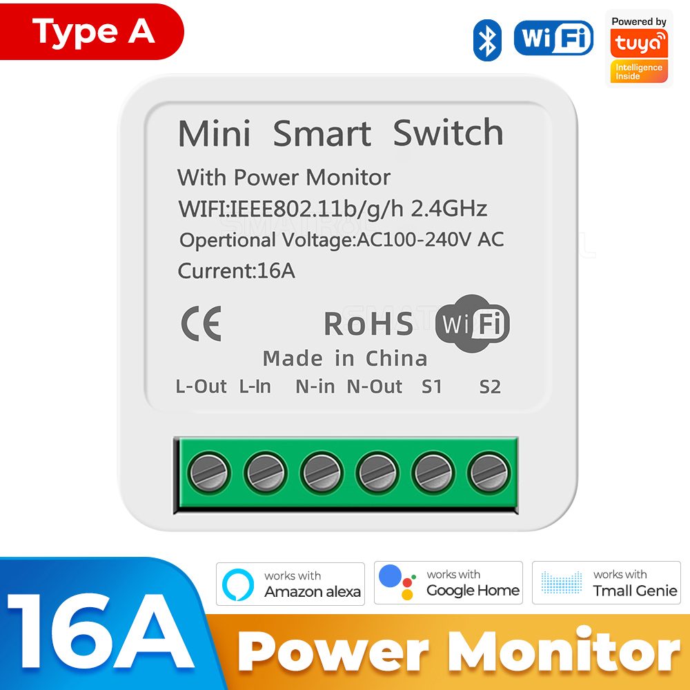 WiFi DIY Smart Switch Electric Current Voltage Power Monitor Universal  Module 16A
