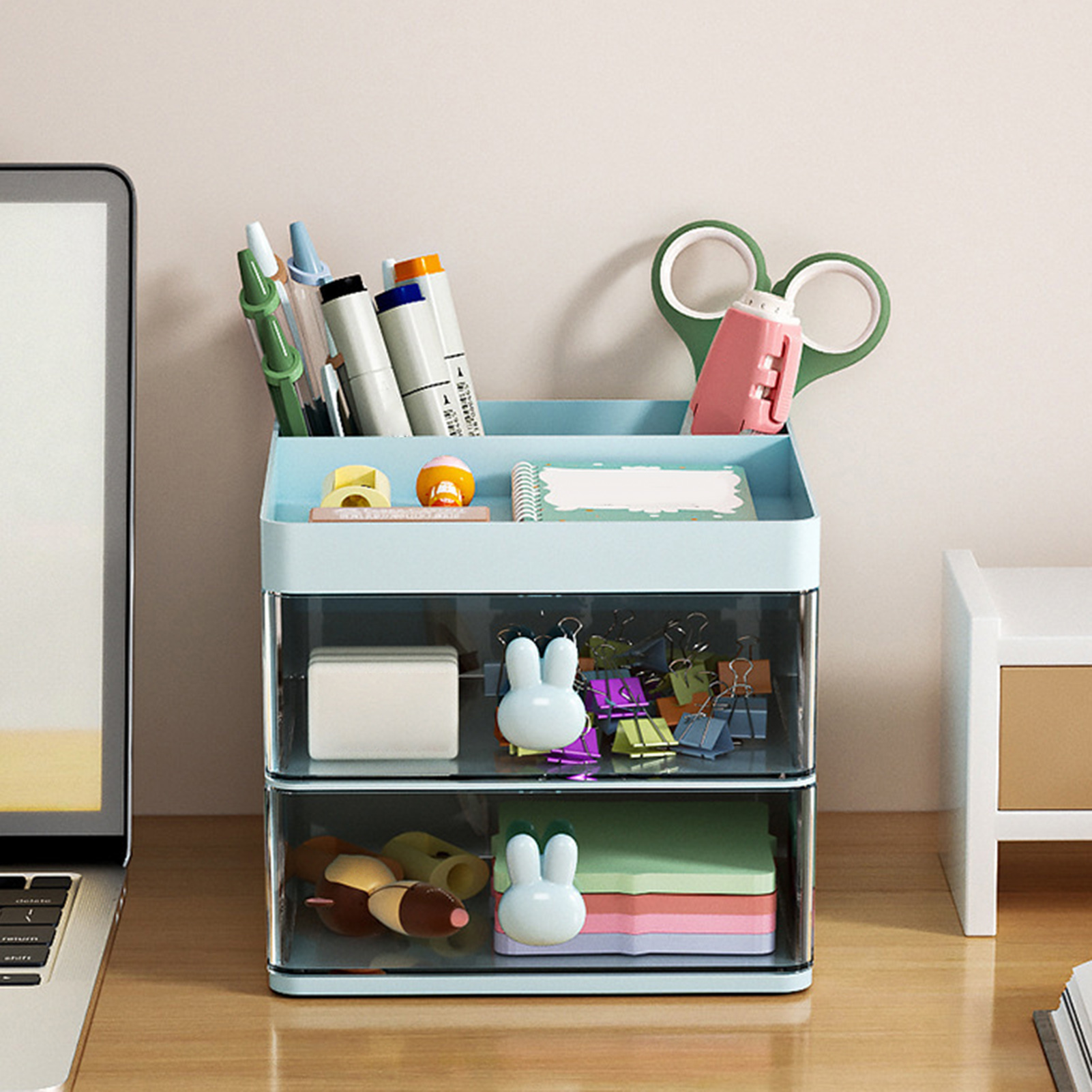 Stationery Container Multifunctional Desk Cosmetics Toiletry Organizer With Drawer