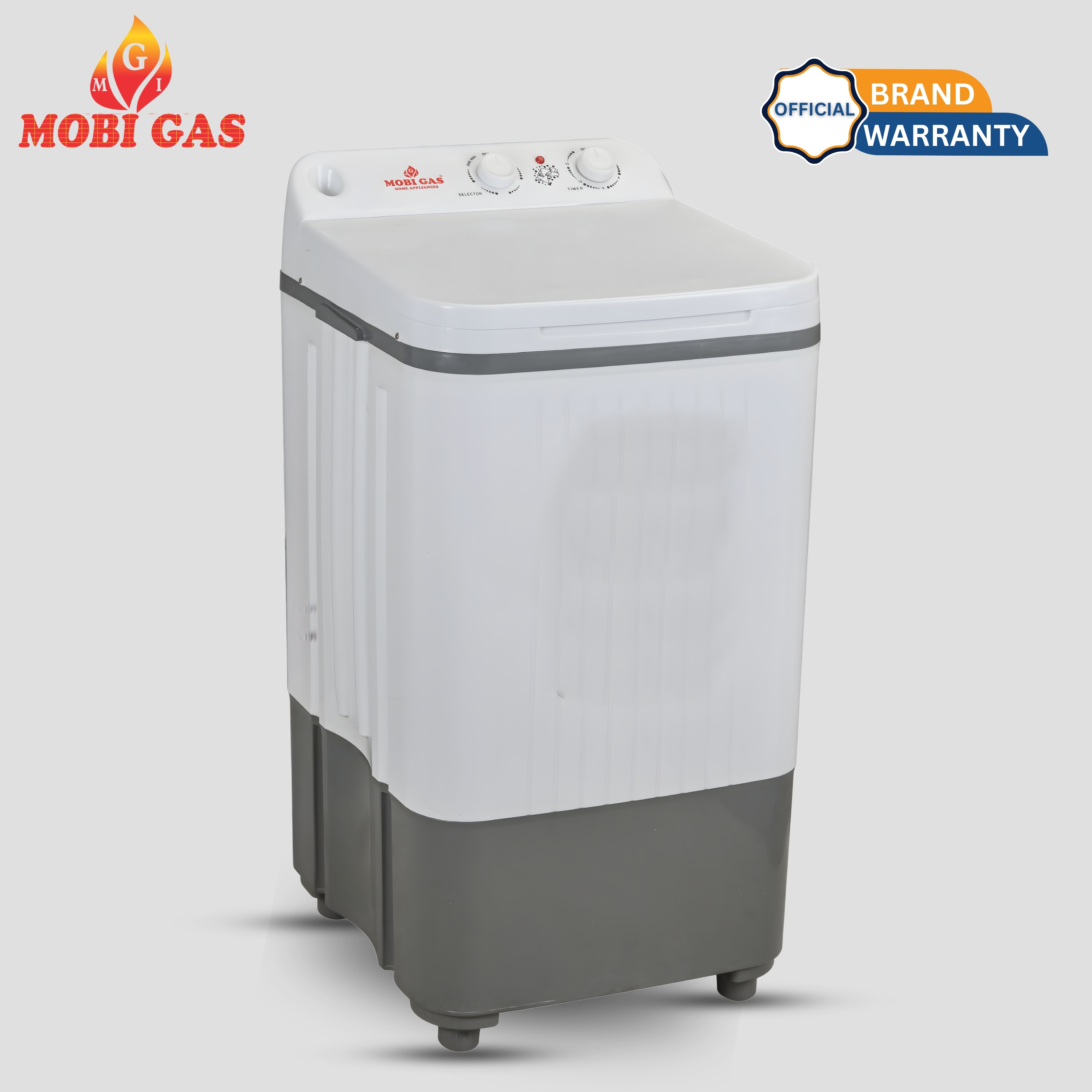 Mobi Gas MWM-567 Comfort Wash Sami Pure  Washing Machine 10KG – Pure Copper Motor | Double Action Wash | Heavy Duty Pulsator | Low Noise Energy Saver | Semi Automatic Washer with Timer & Buzzer