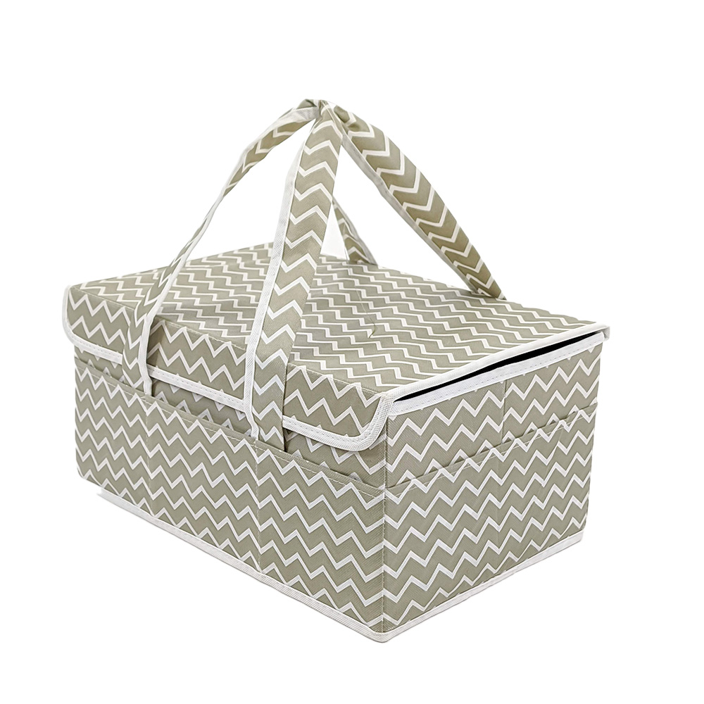 Baby Diaper Caddy Organizer Large Sturdy and Foldable Toy Storage Bin of Ideal Size with Strong Dividers and Even Stronger Base - Storage Container with Handles for Travel