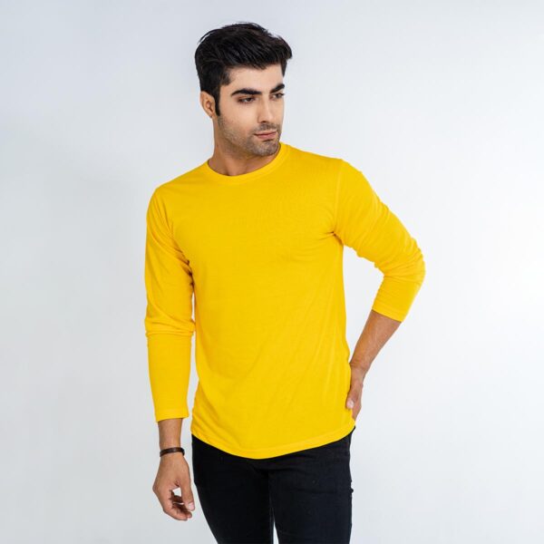 Basic Yellow Full Sleeve Tshirt For men