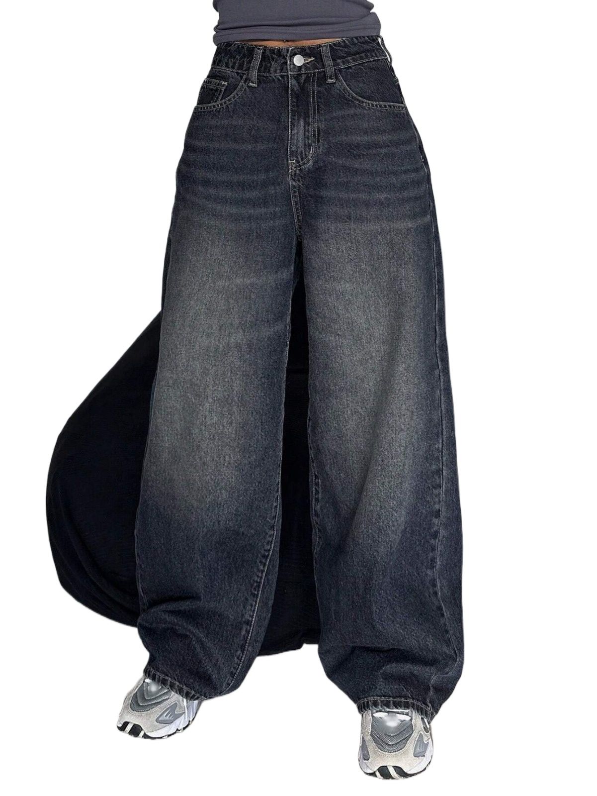 Wide Leg Baggy Relaxed Straight Loose Bottom denim jeans pants for women