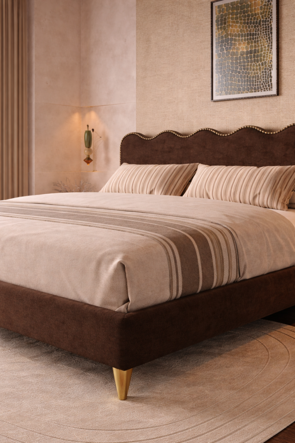 Affordable New  Design wooden Bed Set  without side table Furniture for room / Wooden poshesh Beds For Bedroomn BED1
