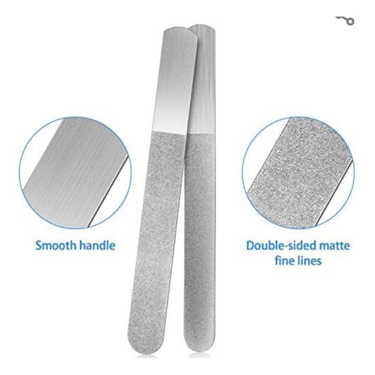 Silver Stainless Steel Nail Filer Nail Art File Single Sided Manicure Pedicure