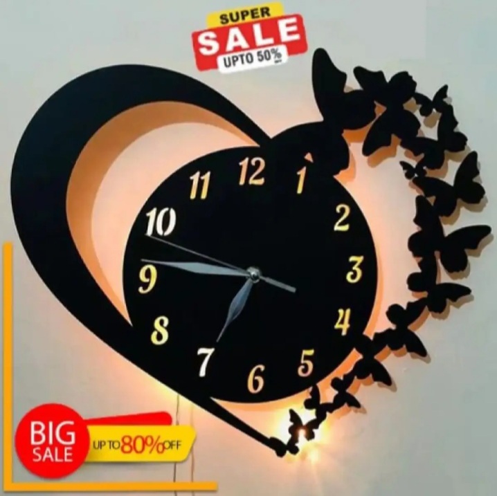 Wooden Mix Clock, 3D Modern Wall Clock with Deer, Dot, Family & Map Designs, Square Shape, DIY, Quartz Movement, Home Decor for Living Room & Kids Bedroom