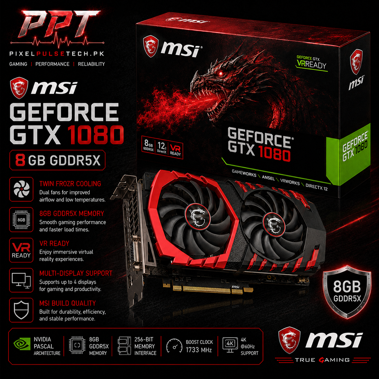Gtx 1080 8GB 256Bit GDDR5 Graphic Card– PixelsPulseTech.pk