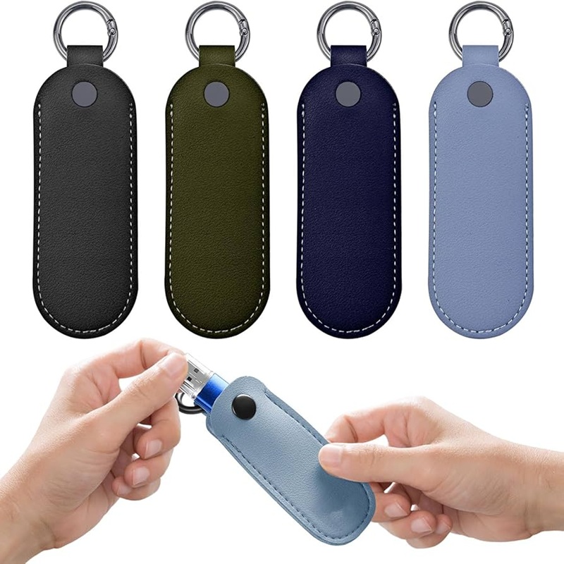 Flash Drive Casee - Flash Drive Storage Bag, Small Portable Storage Carrying Case, Leather StorageE Case, Protective Cover, Small, Multiple Uses with Key Ring for USB FlashH Drives, Car Owners