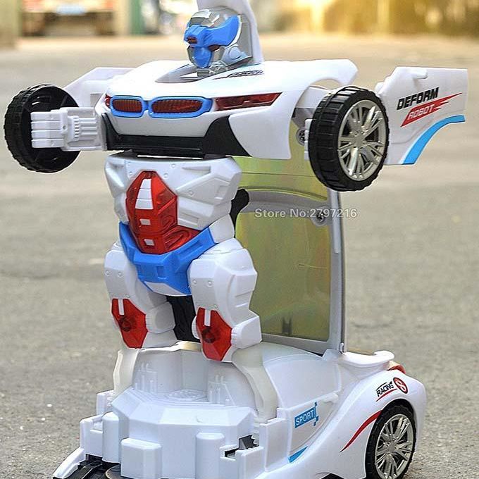 Interactive Transforming Robot Car with Lights & Sounds - Educational Play Vehicle for Kids 20 cm