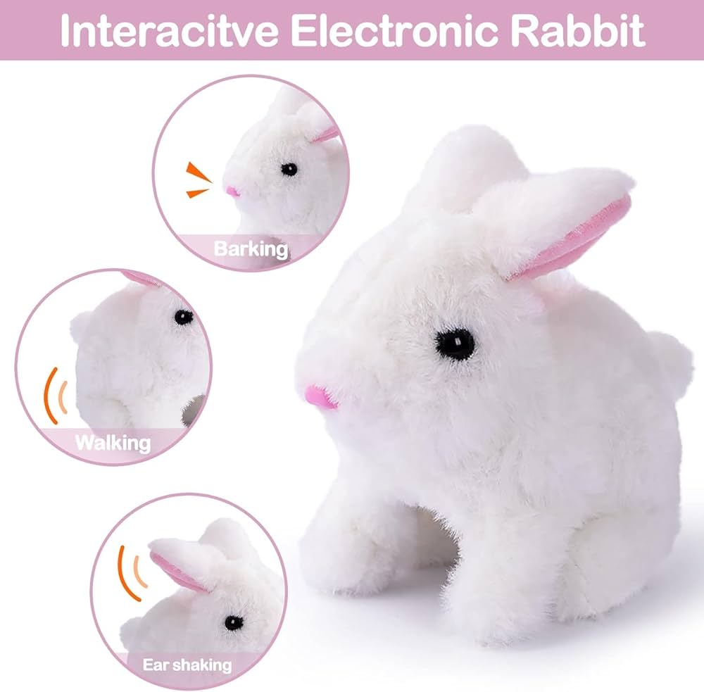 Electric Plush Rabbit / Walking Rabbit Stuffed Bunny Interactive Soft Bunny Toy Mumble Walking & Sound Baby Educational Simulation Kid - Electric Walking Rabbit Toy - 4 Different Colors - Music & Sound - Best Gift For Toys Kids & Babies