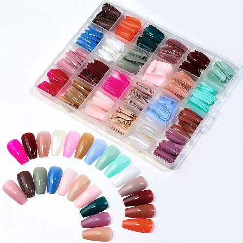 144/288/576 pcs nails with box ,reusable Artificial nails,24 different colours,beautiful fake nails American Nail for Girls Women