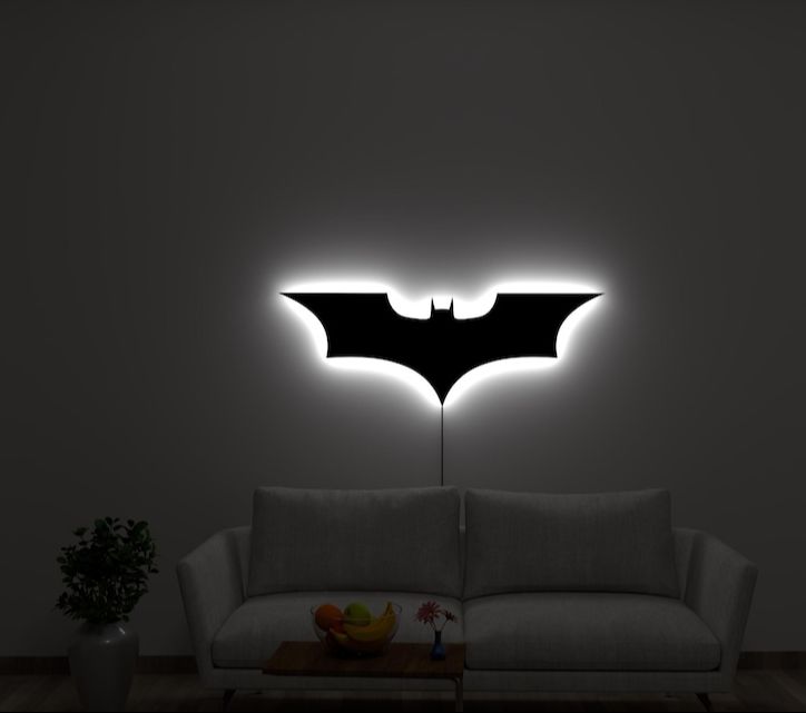 BATMAN SHAPE LED WALL LED LAMP WOODEN THICKNESS 9MM ||  GAMING ROOM DECOR WALL LED LAMP