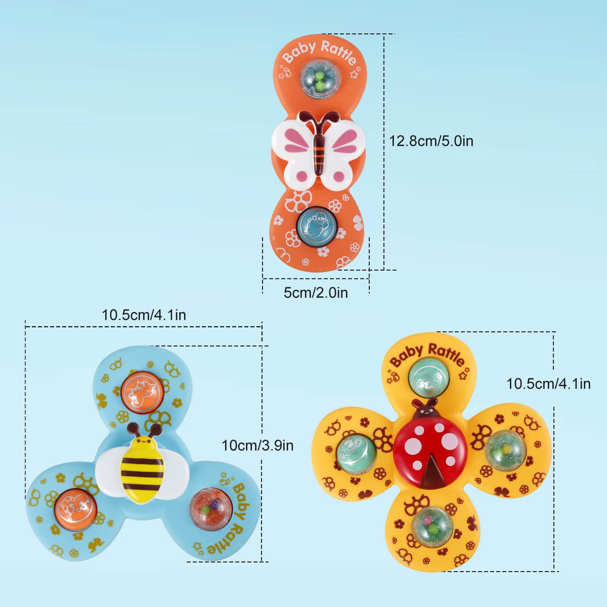 Baby Rattles Set, With Suction Cup Spinner Toy, Suitable For Travel, Dining Table & Bathroom