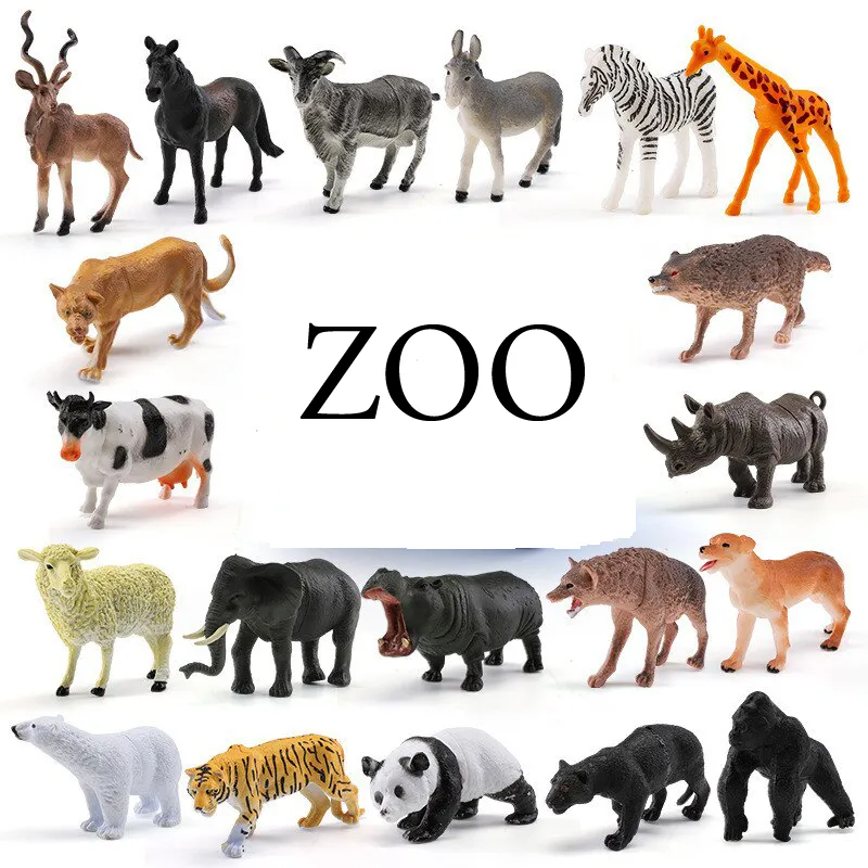 Mini Jungle Animals Figure Play Toys for Kids