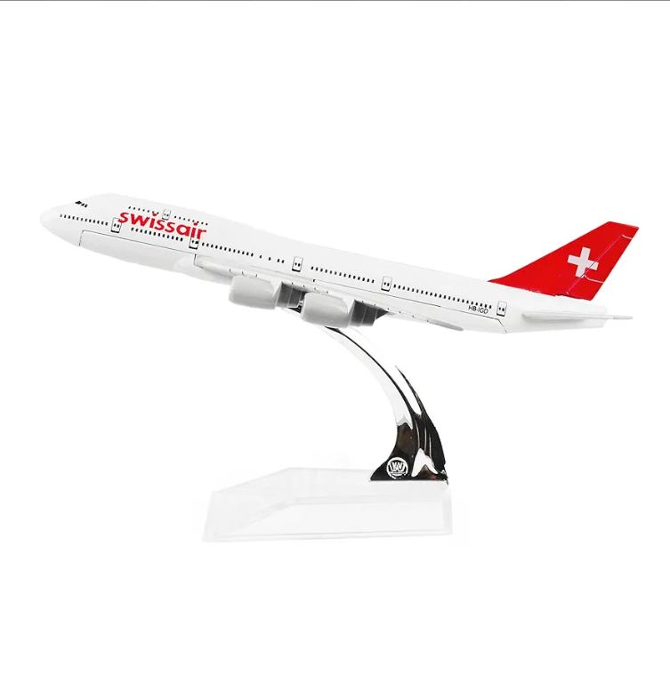 SWISS AIR AIRLINE Airplane Model Metal small (16 cm) Airline Model for decoration Aircraft Model 1:400 Scale Metal Aviation diecast Model miniature room décor and office decor