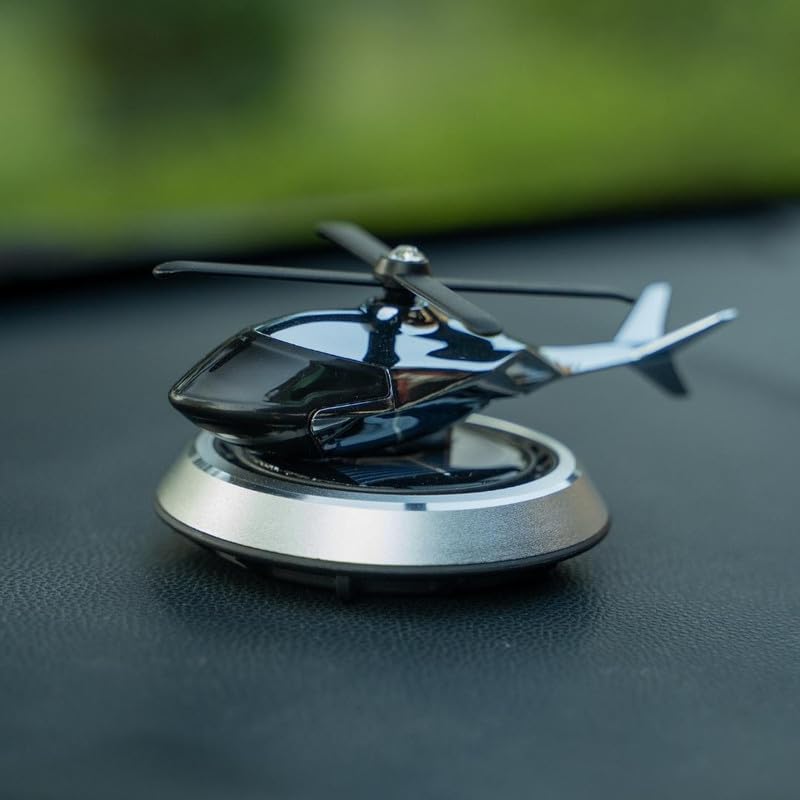 Silver Color Car Aroma Diffuser Air Freshener Perfume Solar Powered Car Dashboard Helicopter With Refill