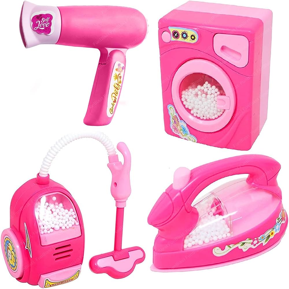 Mini Electric Home Appliances Toy Plastic Pink Kids Children Baby Girl Pretend Play Home Appliances