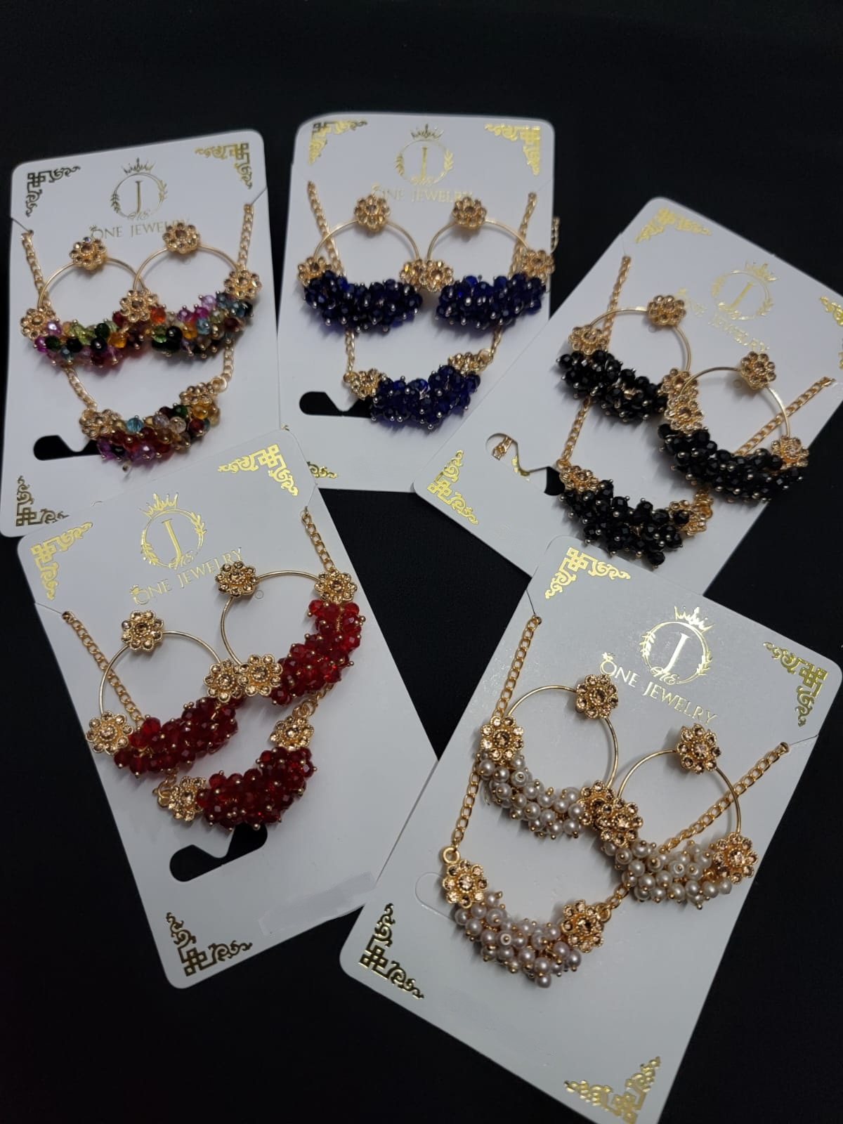 Trendy Gold Chain Pearl Earrings & Pendant Set