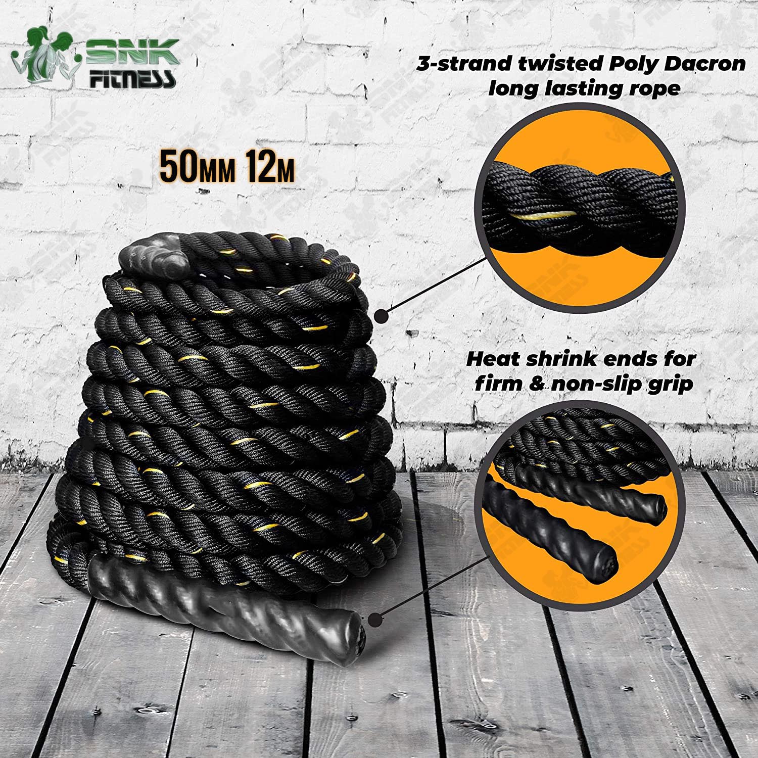 SNK FITNESS) Battle Rope Exercise Training Rope 50MM – 12Meter | Daraz.pk