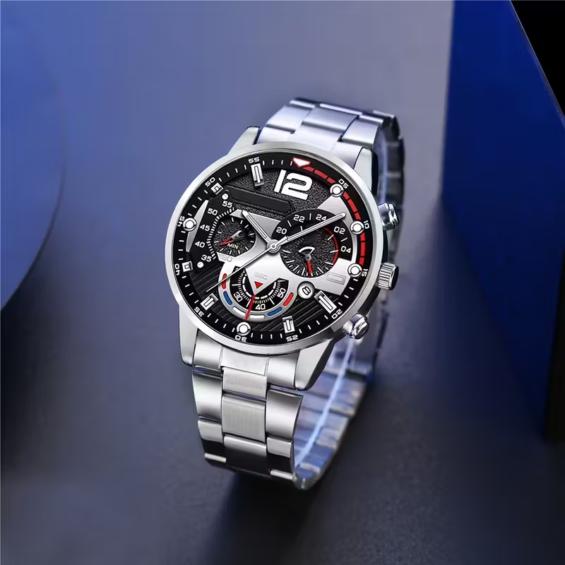 2PCS Men’s Quartz Watch + Wallet Combo | Luxury Analog Wrist Watches with Slim Wallet | Stylish Gift Set for Men