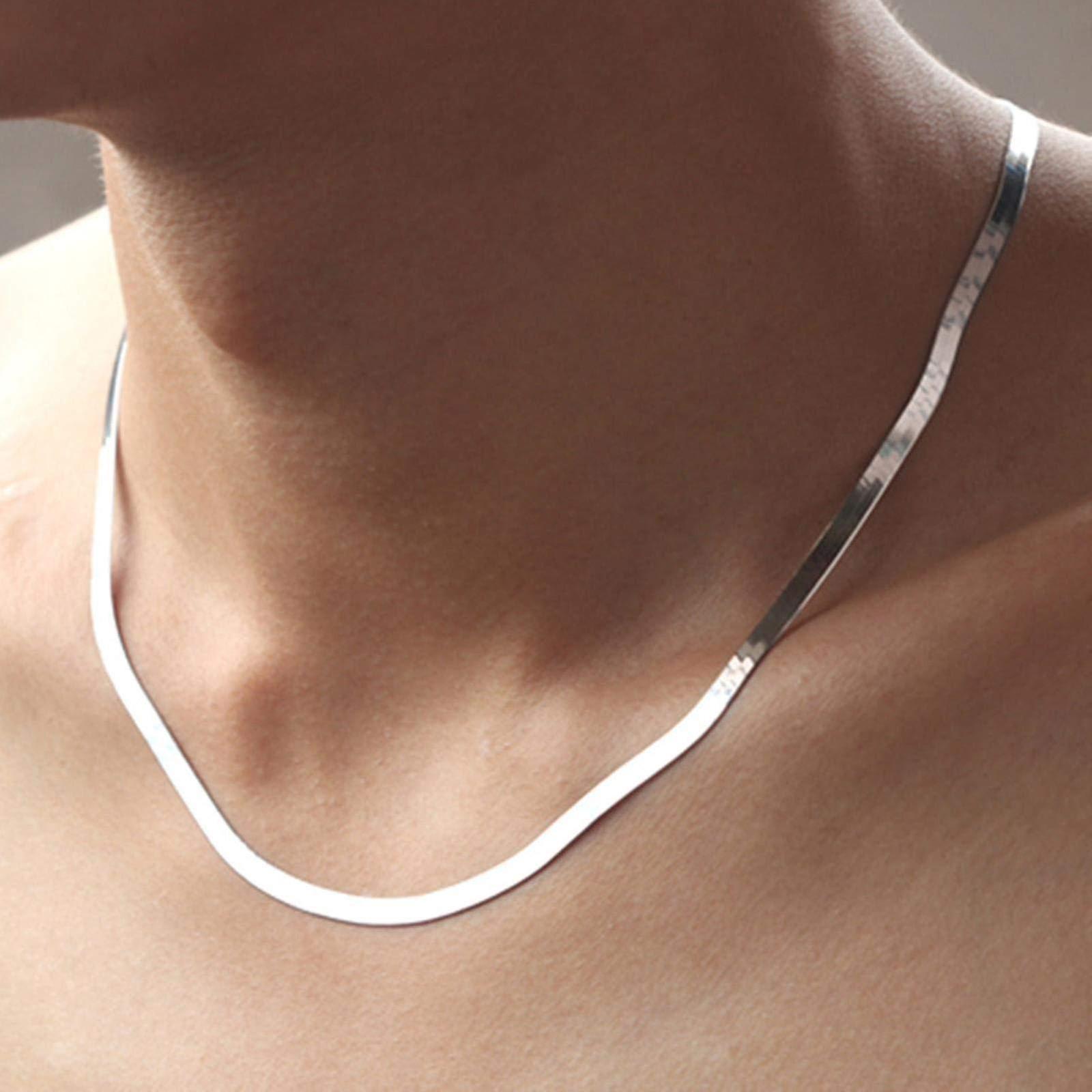 Silver Thin Snack Neck Chain for Men Boys Chain Silver Necklace for Men