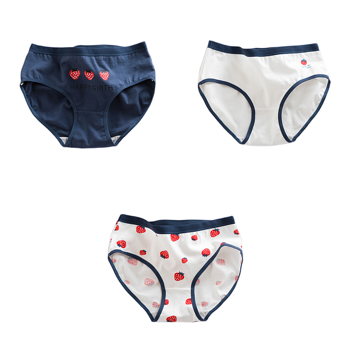 3PCS/Set Soft Cotton Women's Breathable Underwear Panties Strawberry  Pattern Underwear for Girls Loose Panty Plus Size Female Underwear