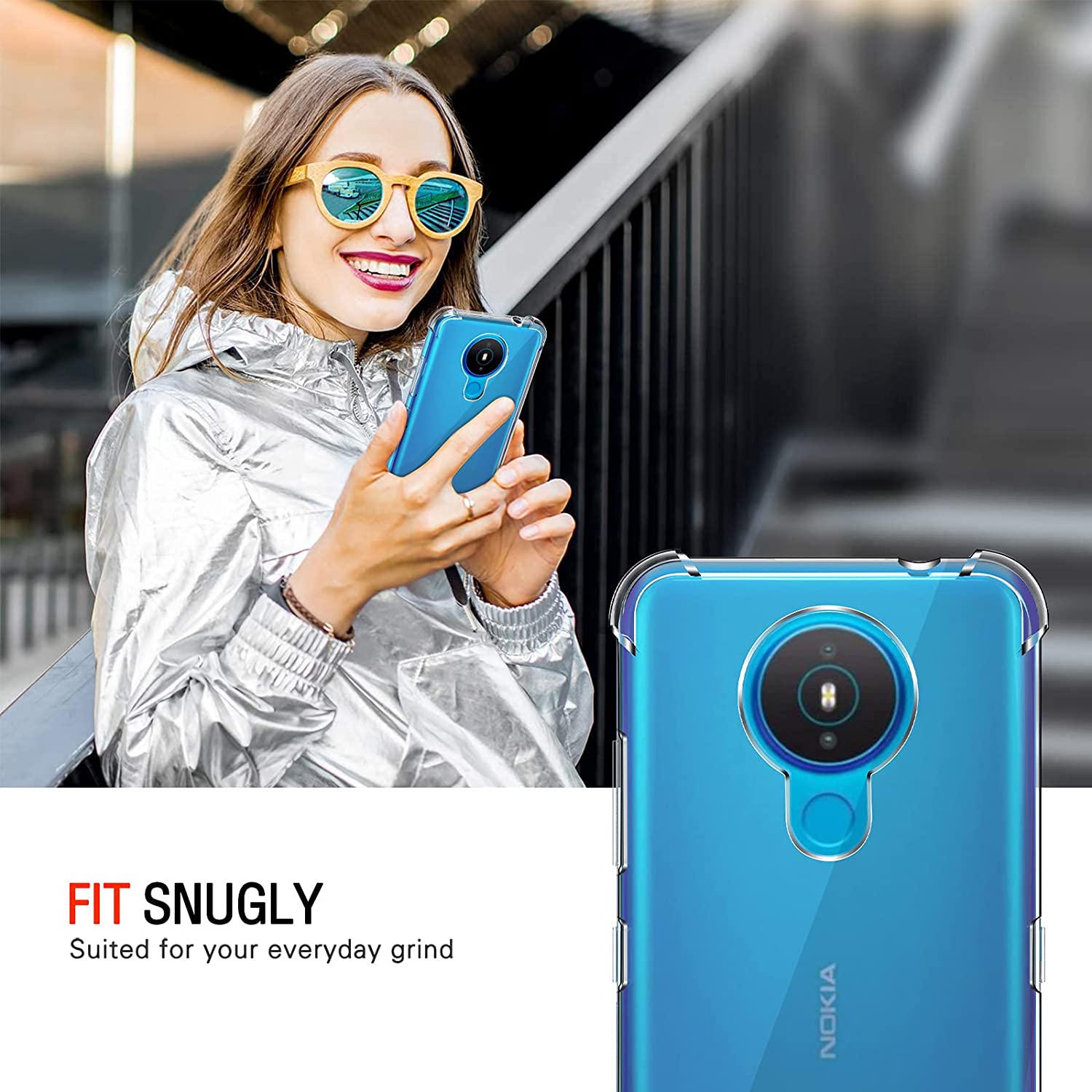 Nokia CC-144 Custodia Trasparente Per Nokia 1.4 - TPU Morbido Con Bordi Rialzati