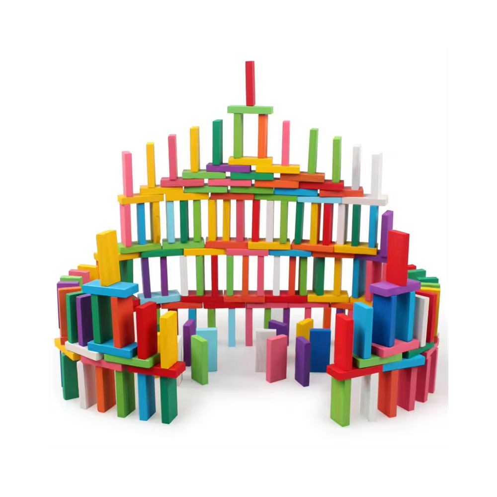Wooden Dominos 100 Blocks And 50 Blocks andMulticolor Set Kids Educational Play Toy Domino Game for Boys and Girls Birthday Gift