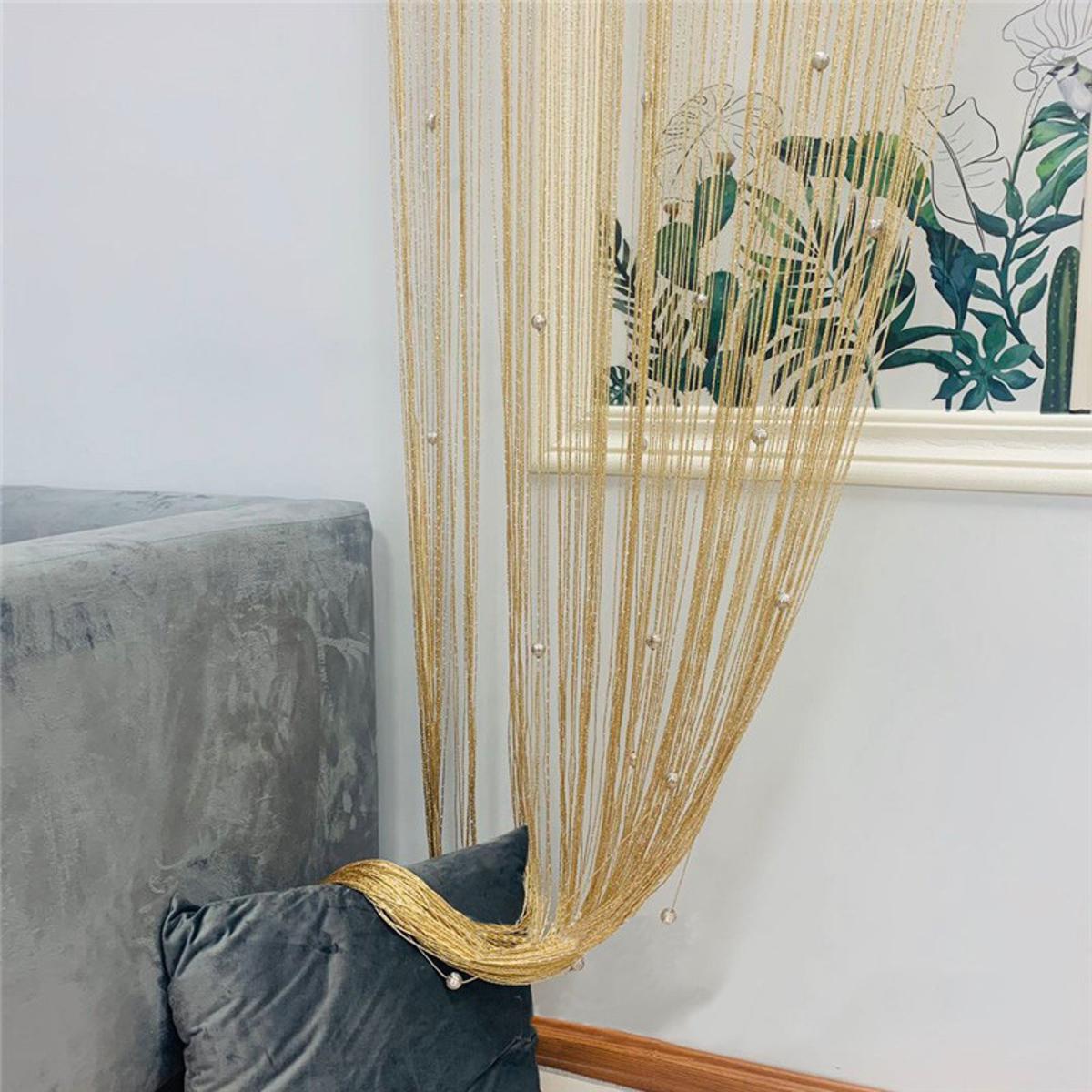 Golden Bead Curtain Tassel Beads Sparkle String Net Color