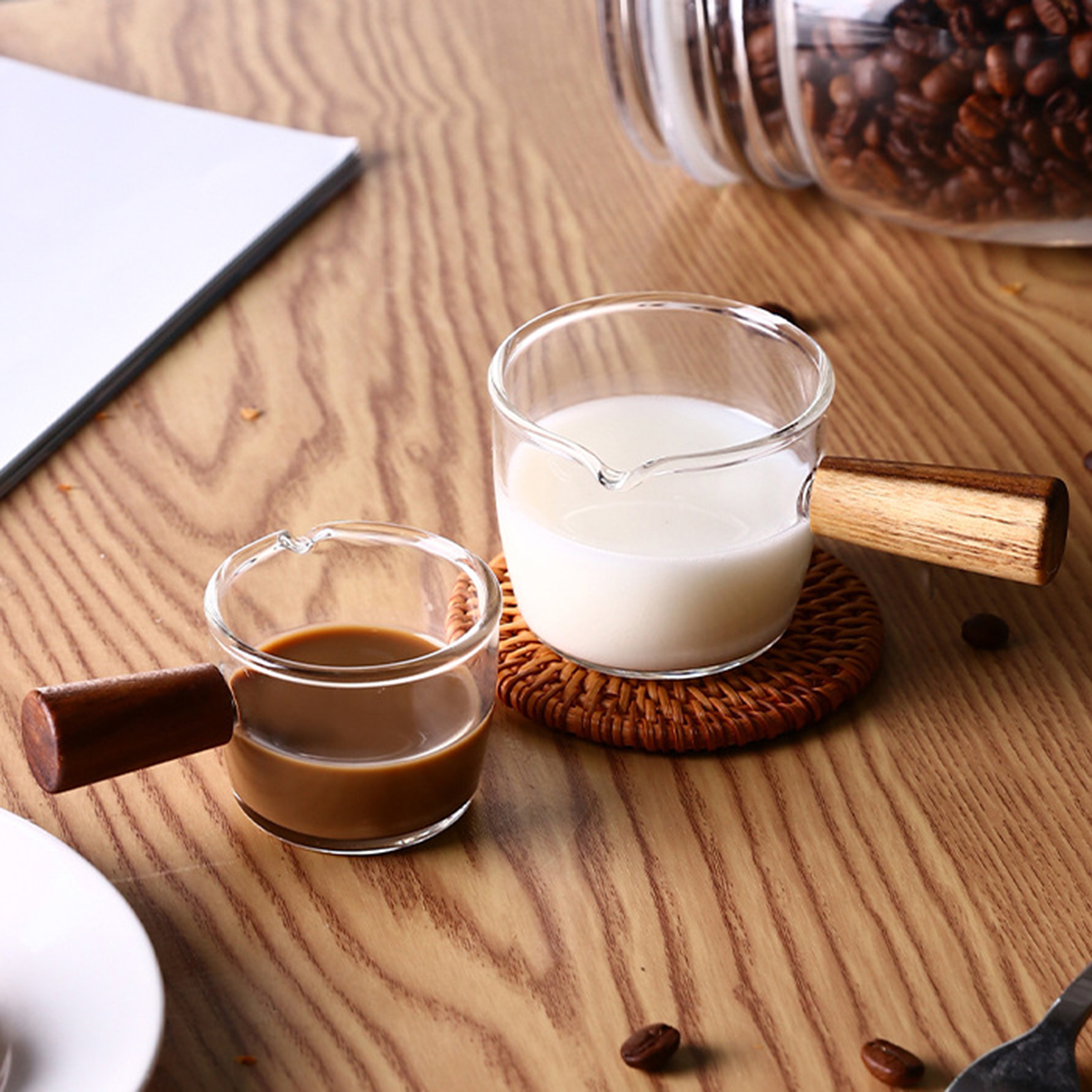 Milk Mug Multifunctional Portable Spout With Wood Handle Coffee Cup
