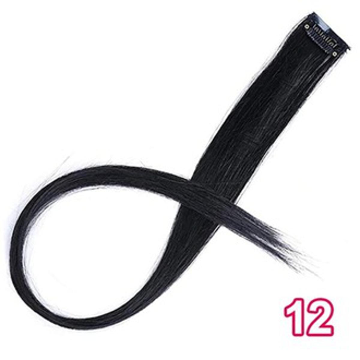 20inch Long Straight Synthetic Clip-In Hair Extensions - Black