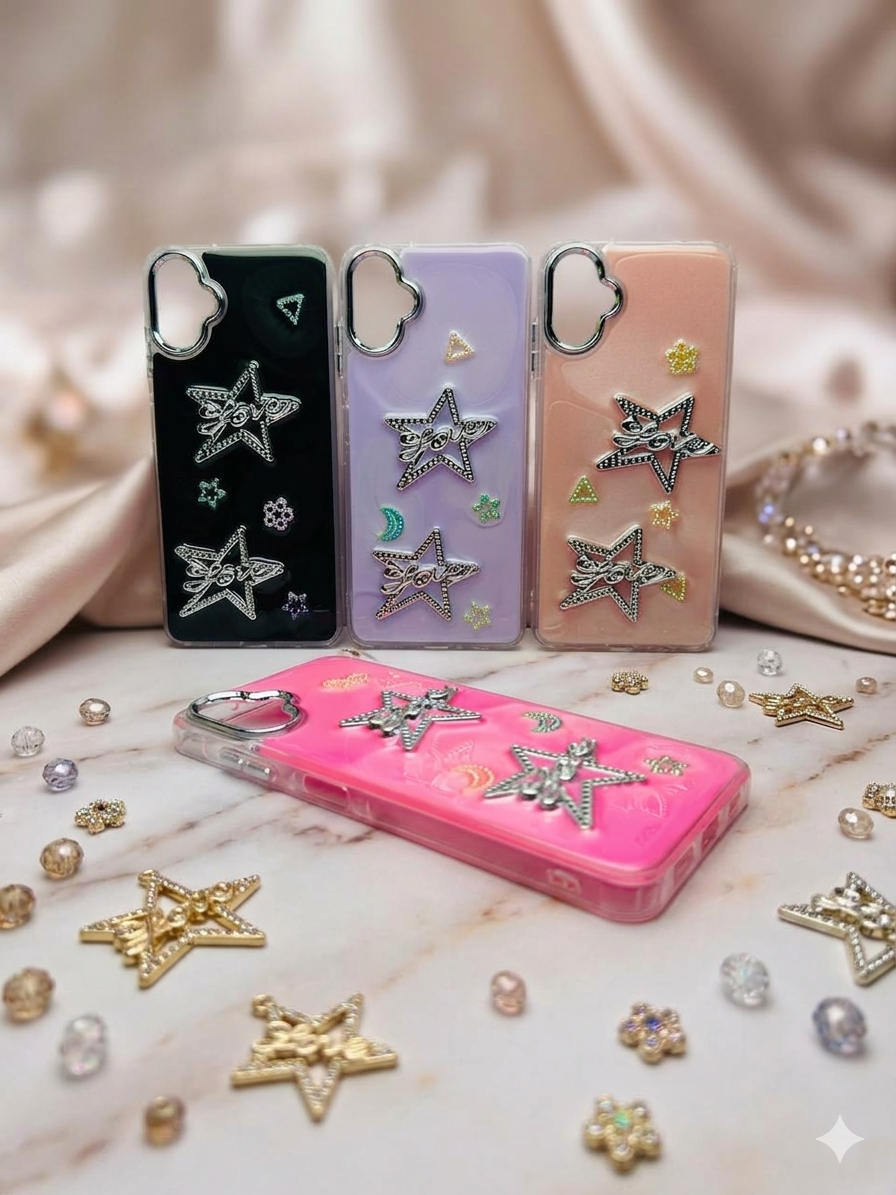 Samsung A07 Girls Back Cover - Luxerey Back Cover - Fancy Flower Star Covers - Samsung A07 Back Cover