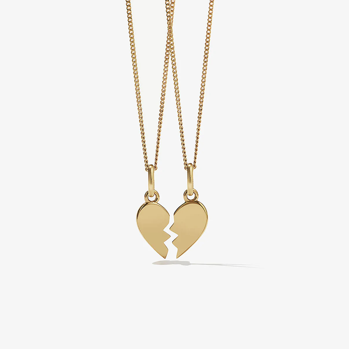 Double Golden Heart Broken Pendant Necklace Set – Matching Couple and Friendship Silver Jewelry - 2 Locket With 2 Ball Chain - Heartbroken Non Magnetic Best Friend Ship Nacklace For Girls Women Men Boys Ladies Couples Unisex Mens Trendy Fancy Jewellery